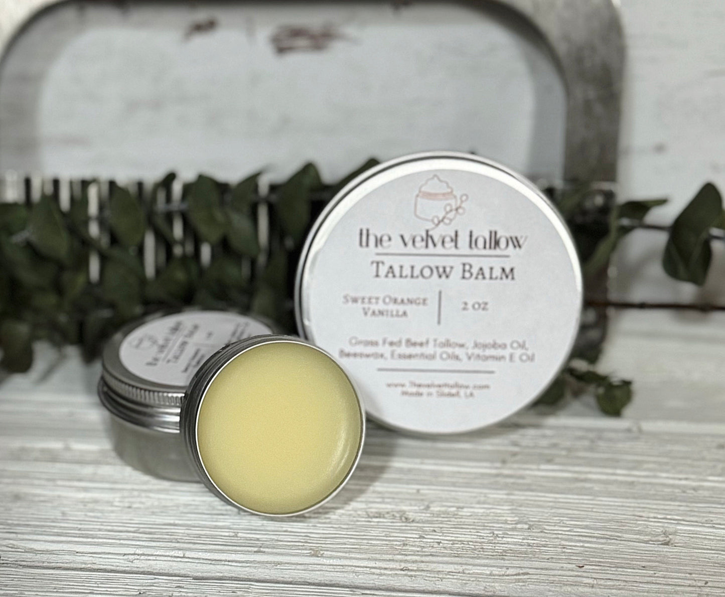 TALLOW Body Balm, Unscented-Lavender-Vanilla Orange, 2 oz Spreadable & Made from 100% Grass Fed Tallow, Natural Skincare
