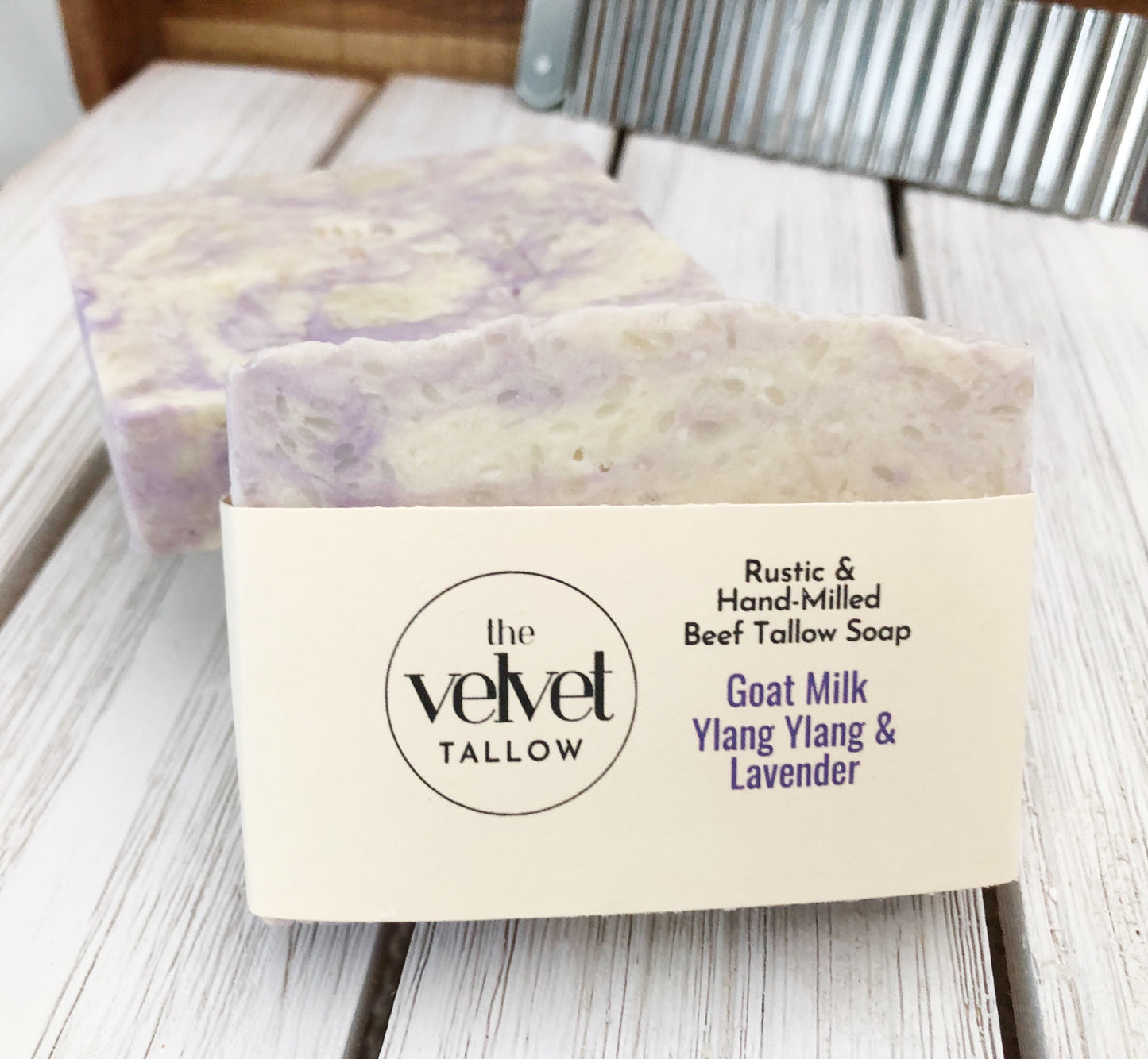Beef Tallow & Goat Milk Soap with Lavender Ylang Ylang Essential Oils, Hand Milled Bars Made Simply with Our Tallow Blend, Zero Waste
