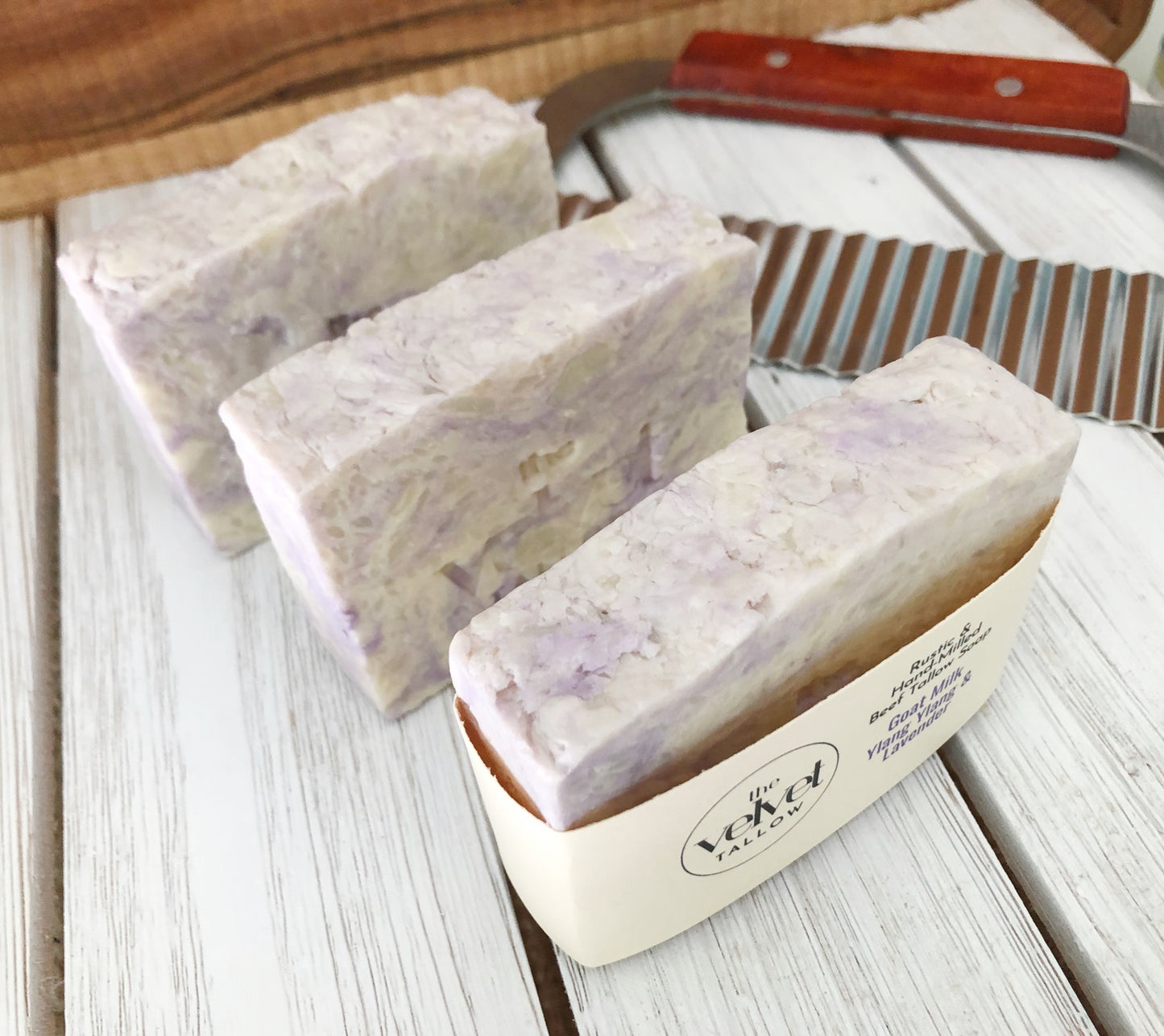 Beef Tallow & Goat Milk Soap with Lavender Ylang Ylang Essential Oils, Hand Milled Bars Made Simply with Our Tallow Blend, Zero Waste