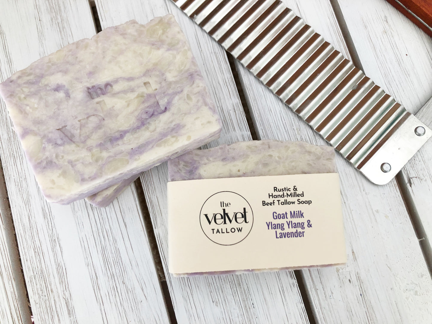 Beef Tallow & Goat Milk Soap with Lavender Ylang Ylang Essential Oils, Hand Milled Bars Made Simply with Our Tallow Blend, Zero Waste