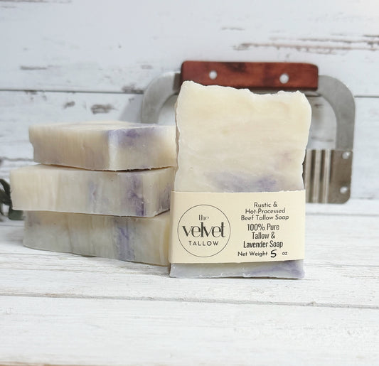 Lavender Tallow & Goat Milk Soap. Made Simply with Tallow & Lavender Essential Oil, Farmhouse Soap Bars, Zero Waste