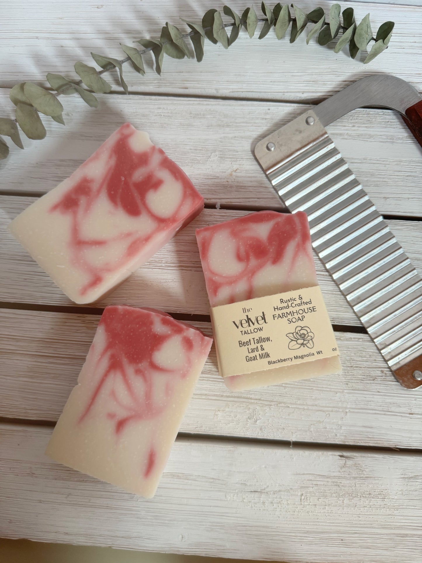 Tallow & Goat Milk Soap with Blackberry Magnolia Scent, Made Simply with our Tallow Blend & Goat Milk, Farmhouse Soap Bars, Zero Waste