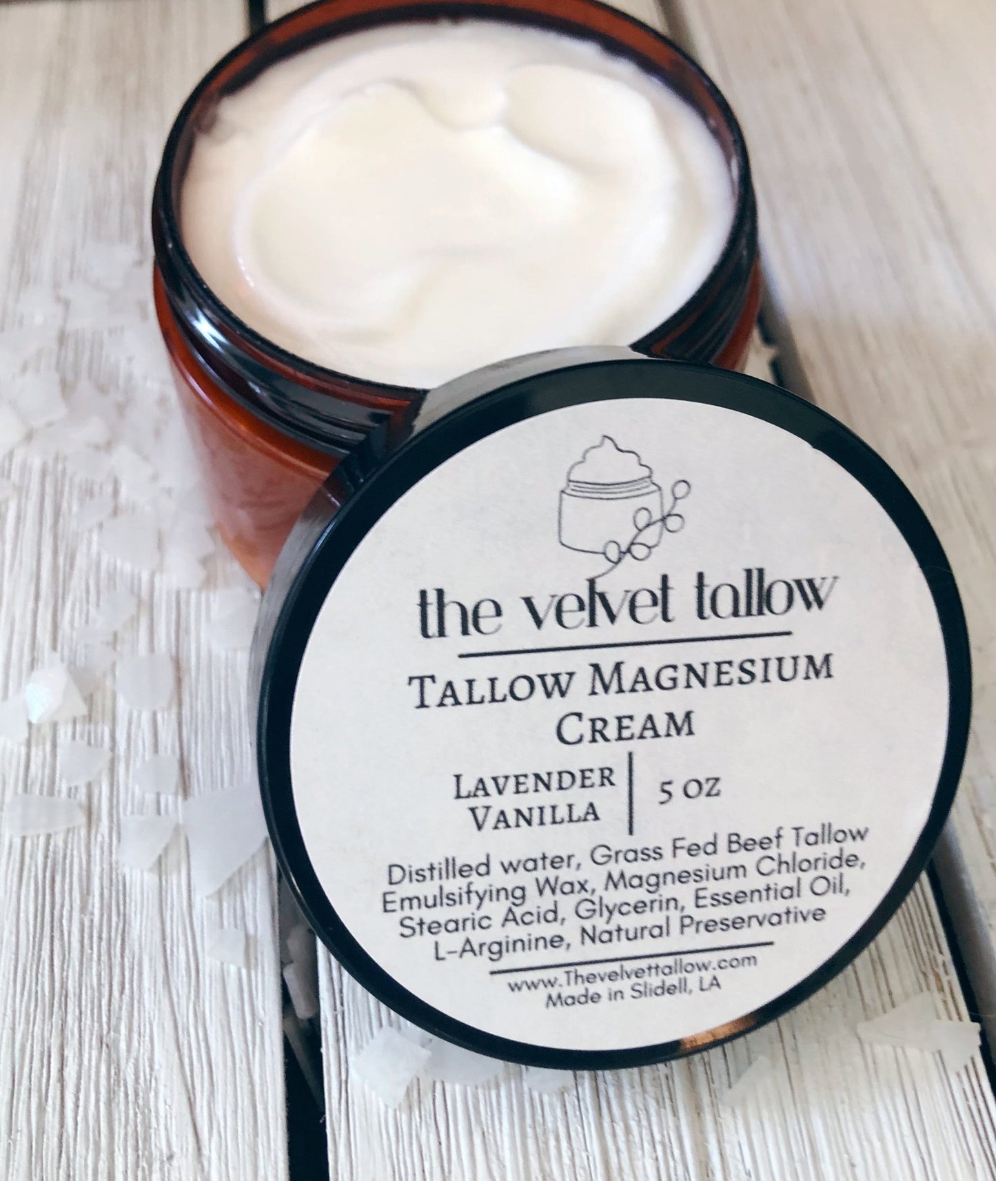 Magnesium Cream with Tallow, Unscented-Lavender Vanilla