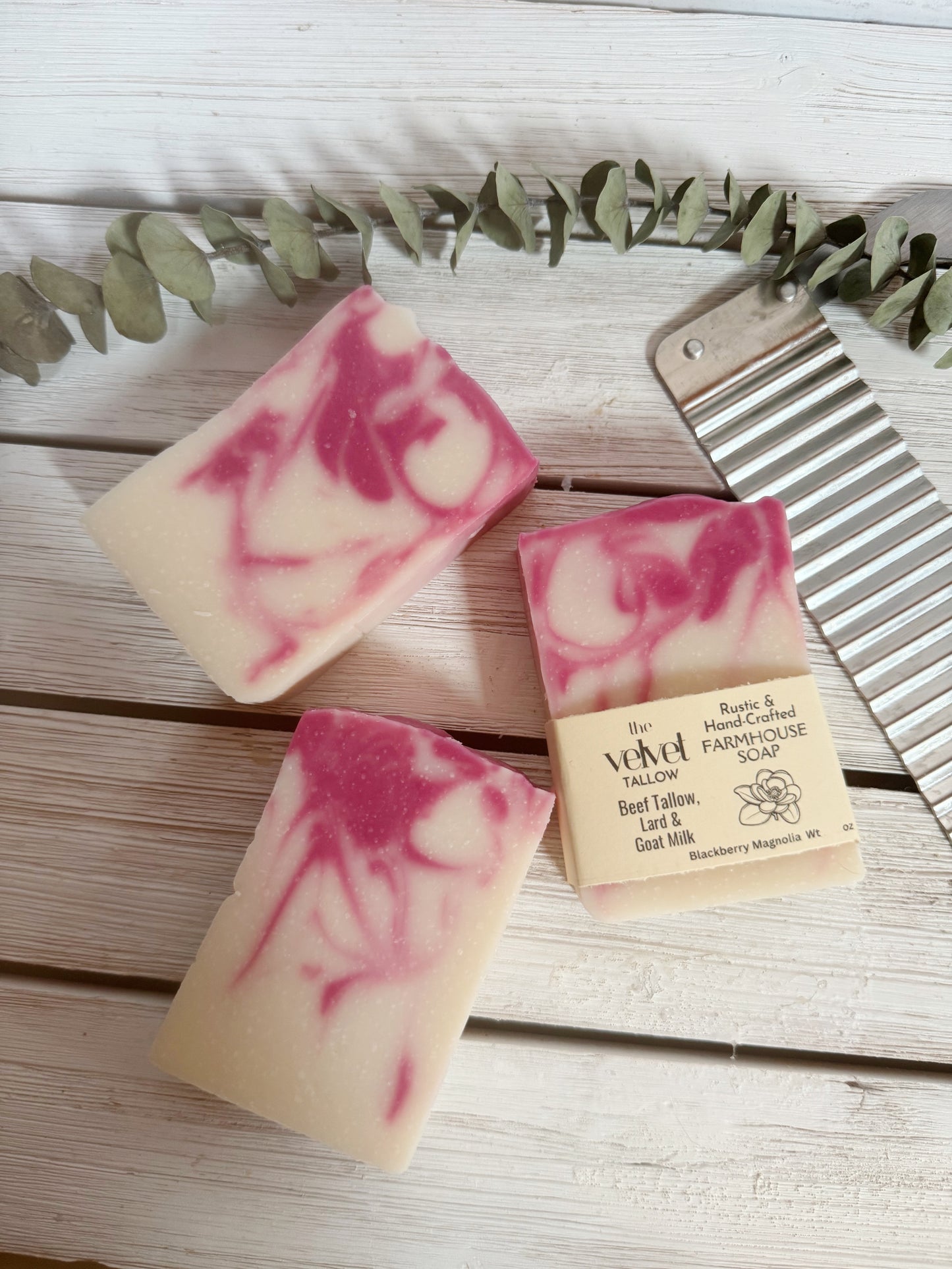 Tallow & Goat Milk Soap with Blackberry Magnolia Scent, Made Simply with our Tallow Blend & Goat Milk, Farmhouse Soap Bars, Zero Waste