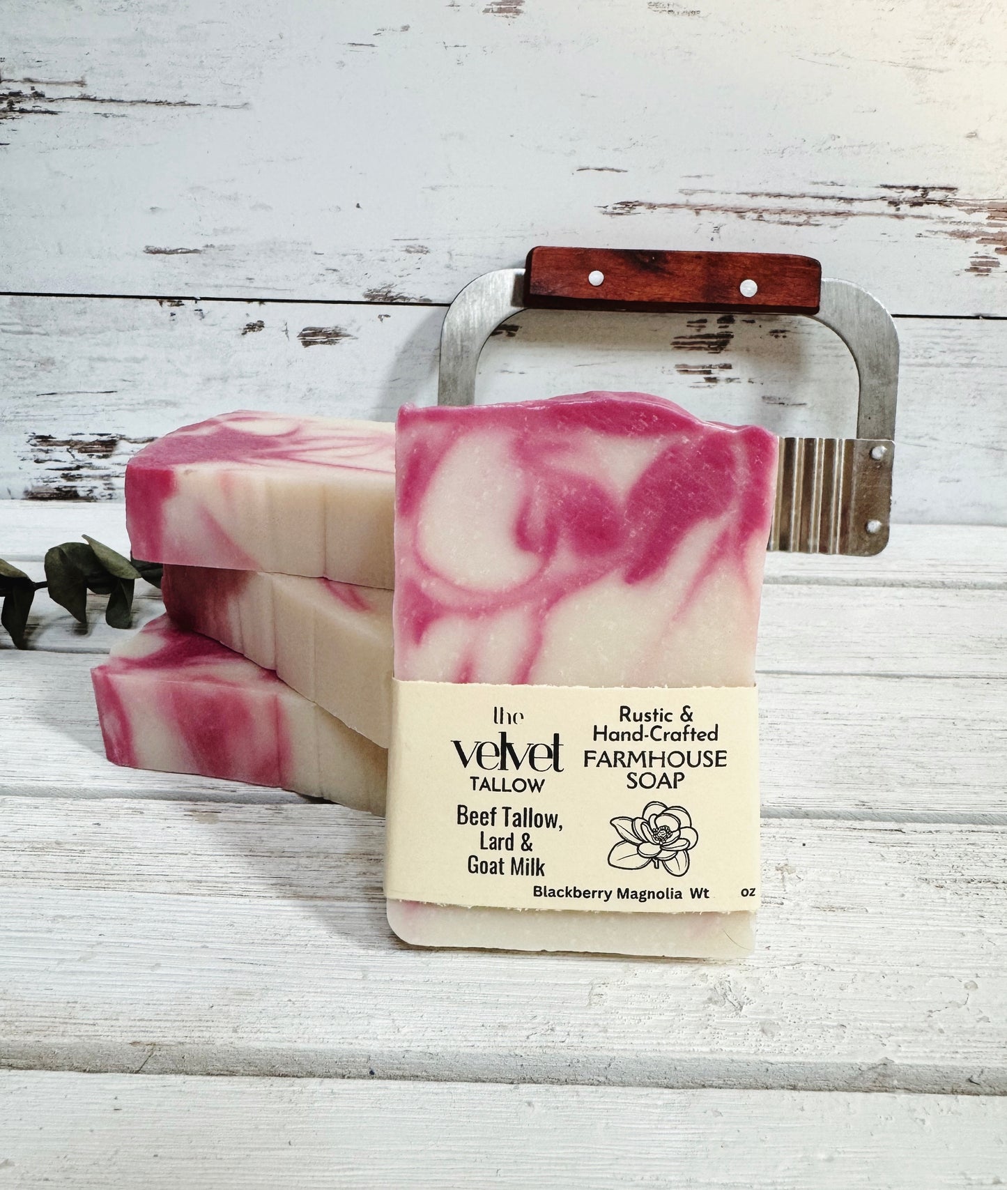 Tallow & Goat Milk Soap with Blackberry Magnolia Scent, Made Simply with our Tallow Blend & Goat Milk, Farmhouse Soap Bars, Zero Waste