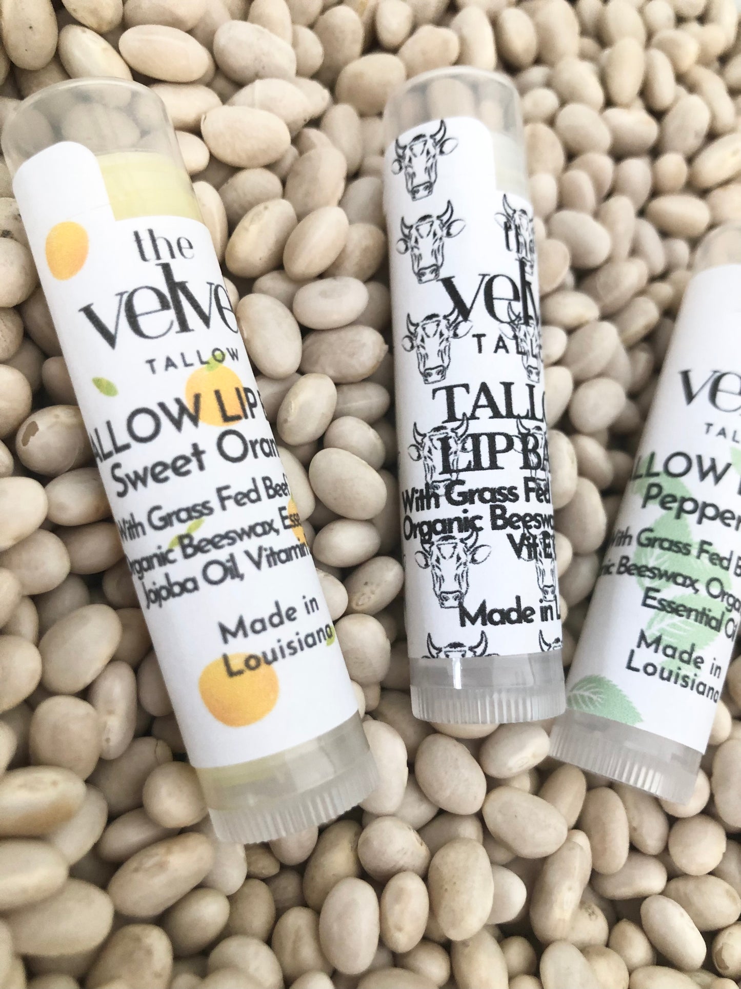 Beef Tallow Lip Balm, Carnivore Inspired, Unsweetened- Sweet Orange Oil-Peppermint Oil-Unscented, Made from 100% Grass Fed Beef Tallow