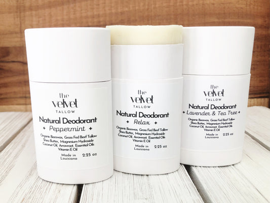 Natural Deodorant that Works, Made with Beef Tallow & Magnesium, Natural Aluminum Free Deodorant in Compostable Cardboard Container