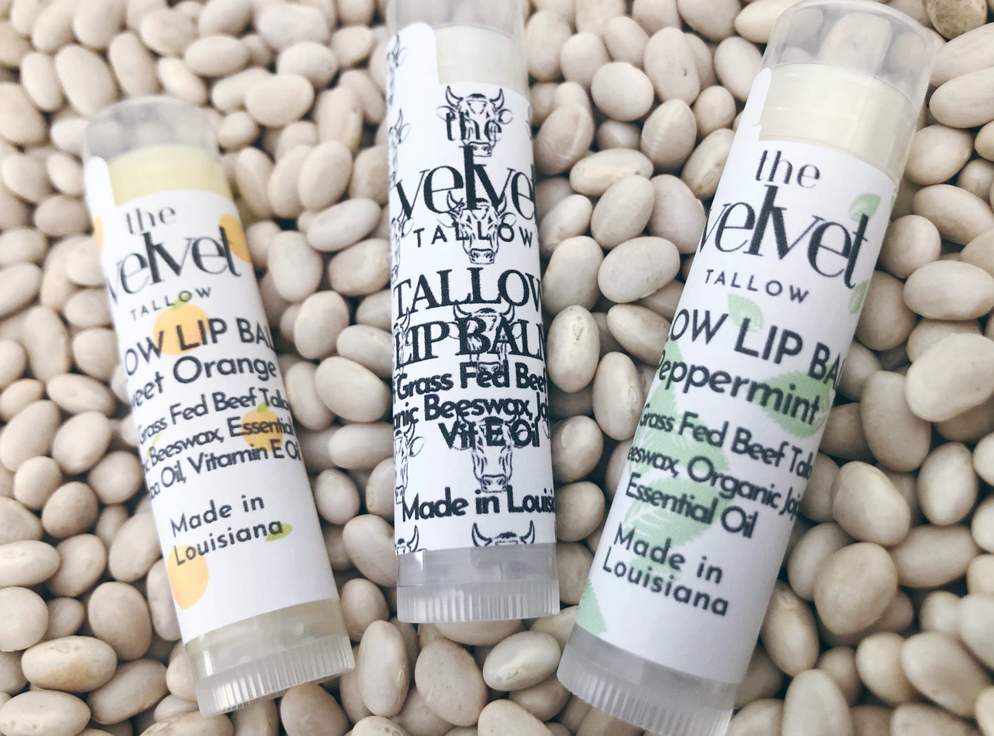 Beef Tallow Lip Balm, Carnivore Inspired, Unsweetened- Sweet Orange Oil-Peppermint Oil-Unscented, Made from 100% Grass Fed Beef Tallow