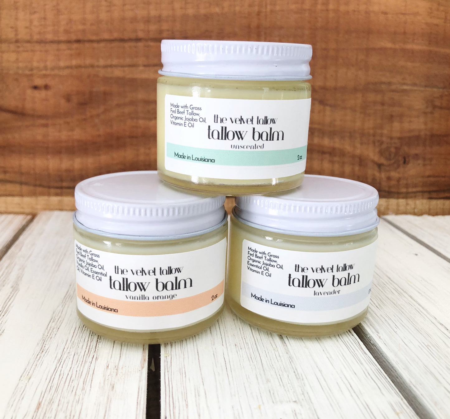 TALLOW Body Balm, Unscented-Lavender-Vanilla Orange, 2 oz Spreadable & Made from 100% Grass Fed Tallow,  Natural Skincare