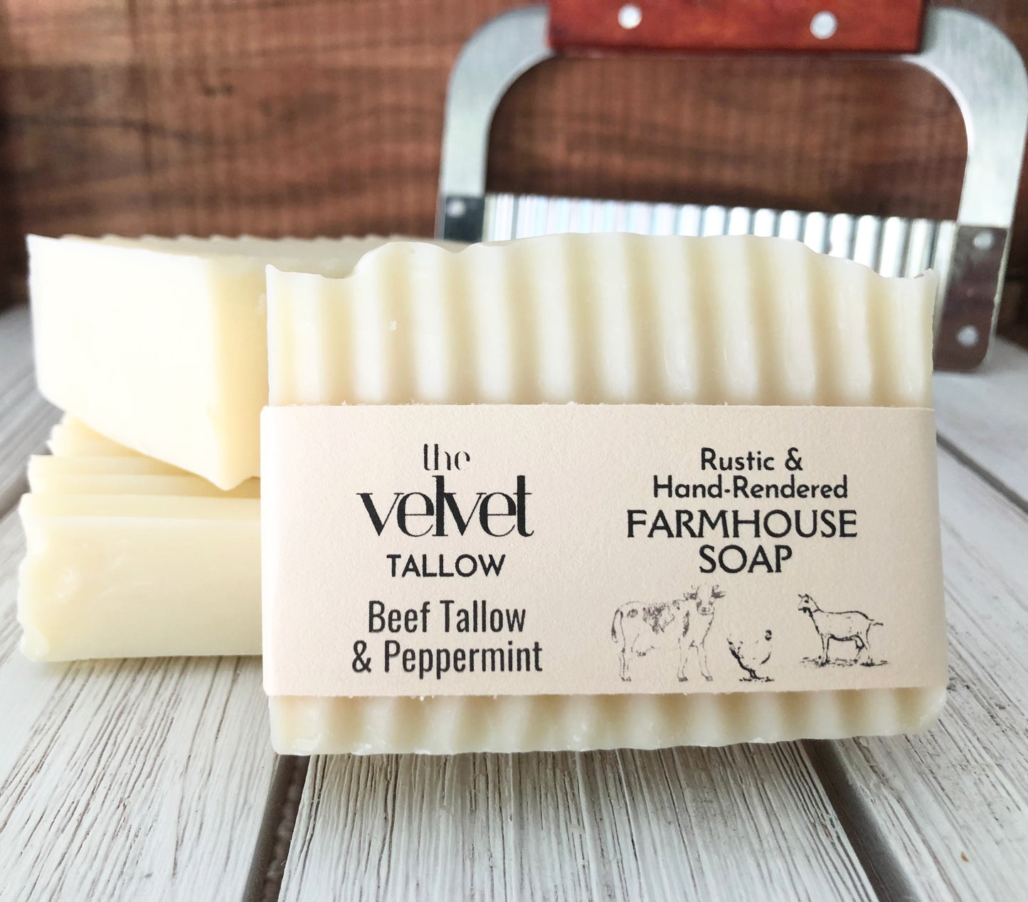 Pure Grass Fed Beef Tallow Soap with Peppermint Essential Oil, Bars Made Simply with Our Tallow Blend, Zero Waste